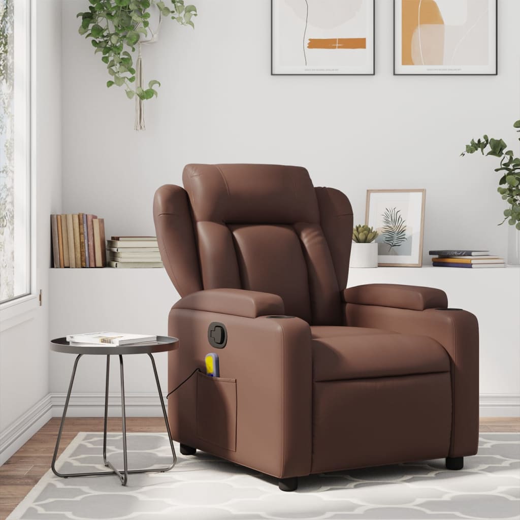 Massagestoel verstelbaar kunstleer bruin is nu te koop bij PeponiXL, paradijselijk wonen!