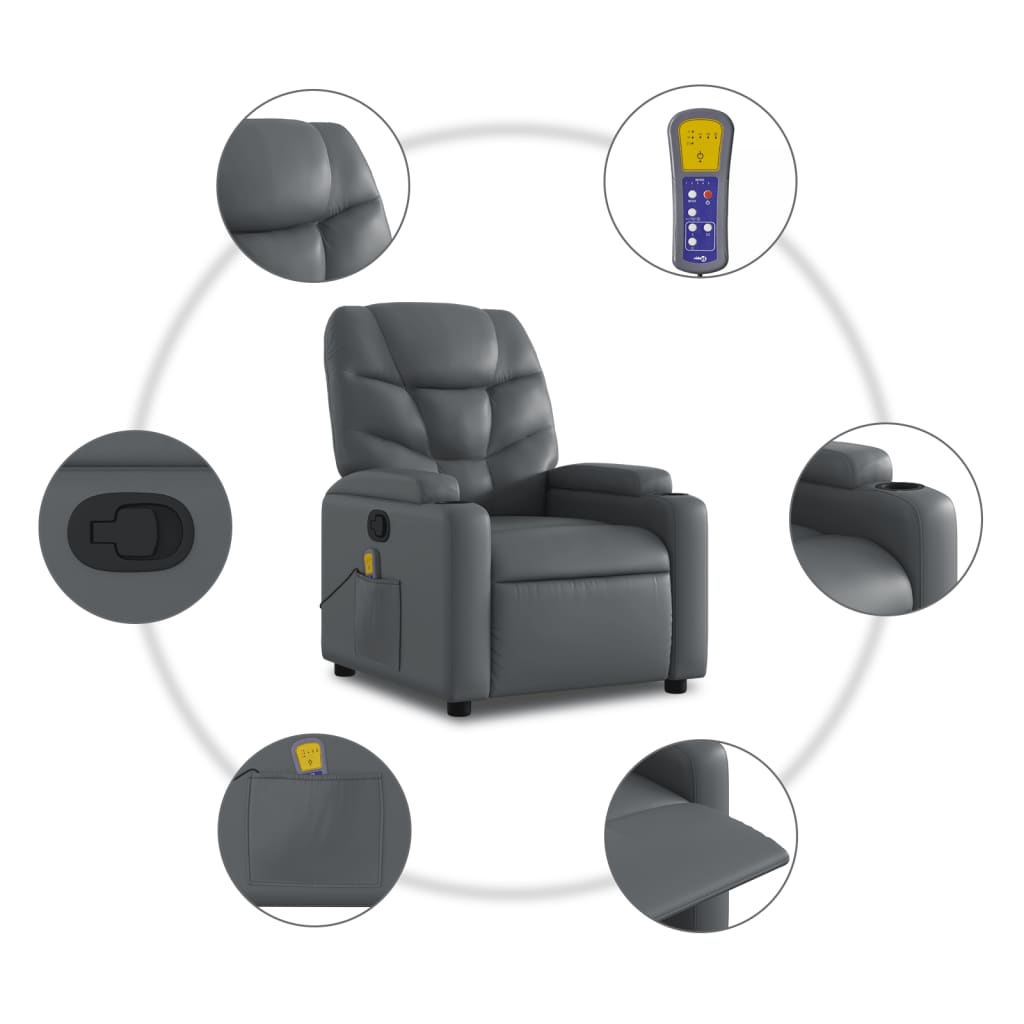 Massagestoel verstelbaar kunstleer grijs is nu te koop bij PeponiXL, paradijselijk wonen!