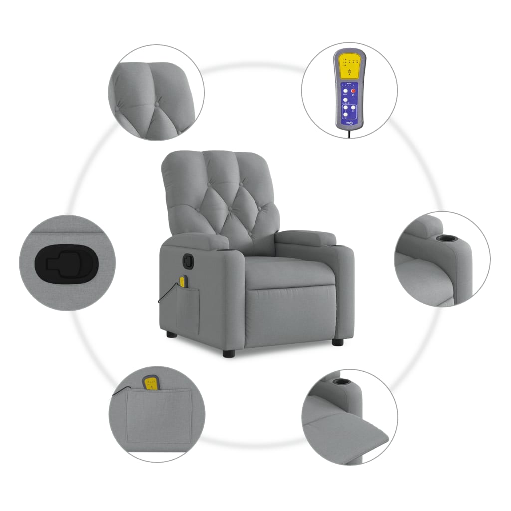 Massagestoel verstelbaar stof lichtgrijs is nu te koop bij PeponiXL, paradijselijk wonen!