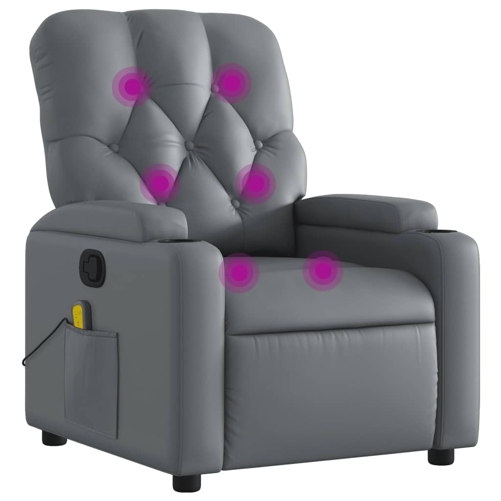 Massagestoel verstelbaar kunstleer grijs is nu te koop bij PeponiXL, paradijselijk wonen!
