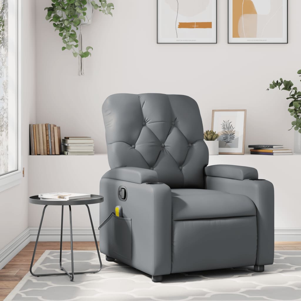Massagestoel verstelbaar kunstleer grijs is nu te koop bij PeponiXL, paradijselijk wonen!