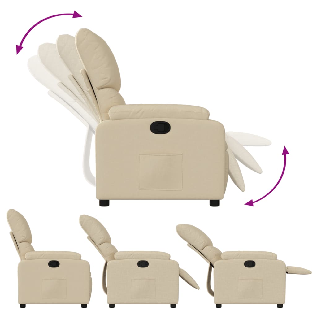 Fauteuil verstelbaar stof crèmekleurig is nu te koop bij PeponiXL, paradijselijk wonen!
