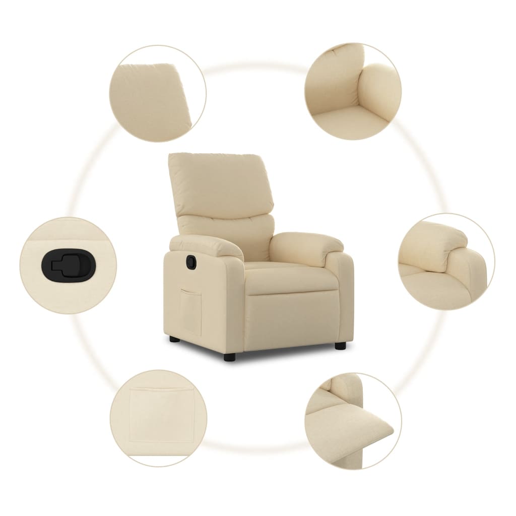 Fauteuil verstelbaar stof crèmekleurig is nu te koop bij PeponiXL, paradijselijk wonen!