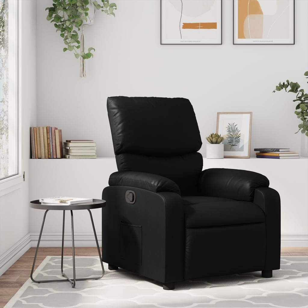 Fauteuil verstelbaar kunstleer zwart is nu te koop bij PeponiXL, paradijselijk wonen!