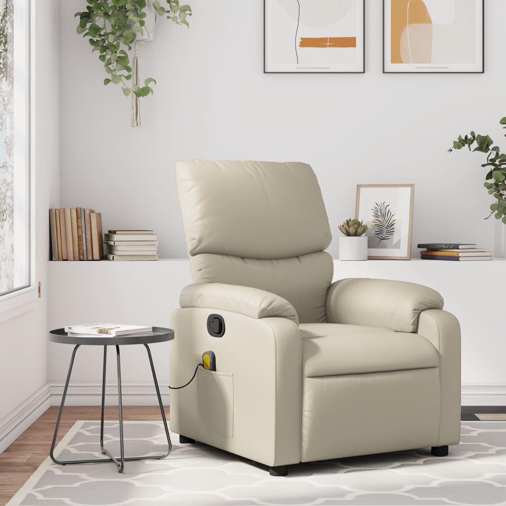Massagestoel verstelbaar kunstleer crème is nu te koop bij PeponiXL, paradijselijk wonen!