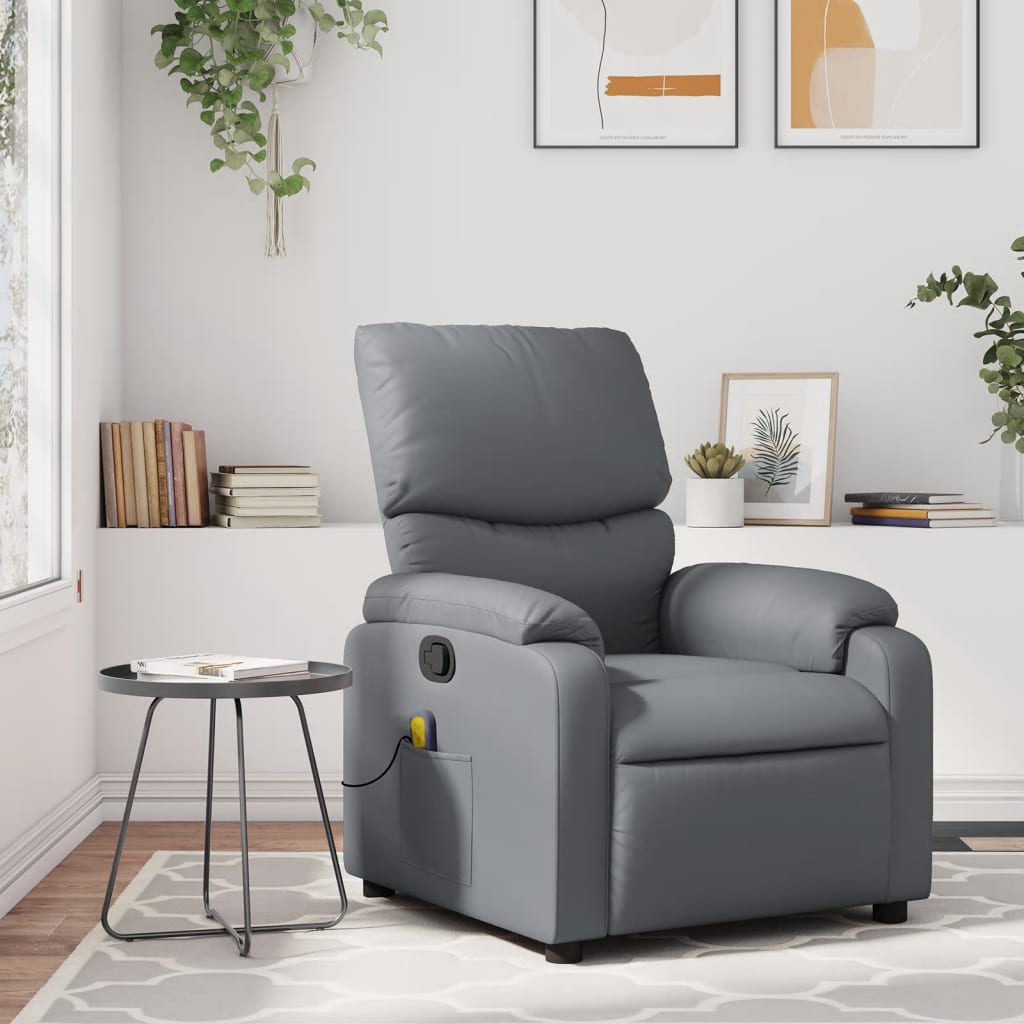 Massagestoel verstelbaar kunstleer grijs is nu te koop bij PeponiXL, paradijselijk wonen!
