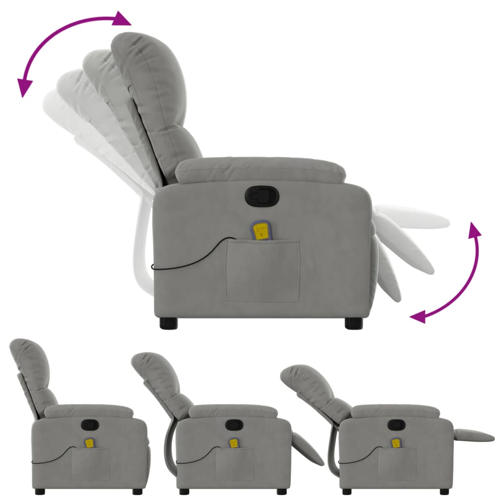 Massagestoel microvezelstof lichtgrijs is nu te koop bij PeponiXL, paradijselijk wonen!