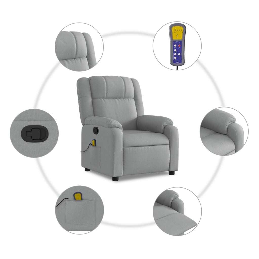 Massagestoel verstelbaar stof lichtgrijs is nu te koop bij PeponiXL, paradijselijk wonen!