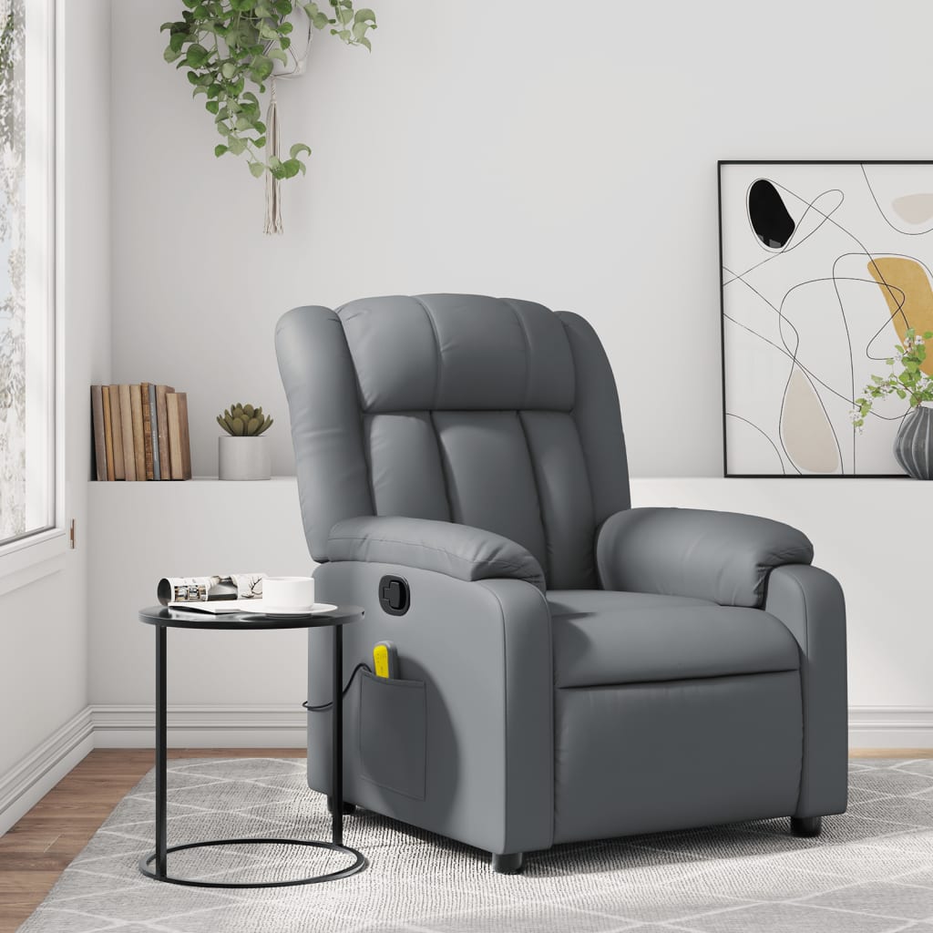 Massagestoel verstelbaar kunstleer grijs is nu te koop bij PeponiXL, paradijselijk wonen!