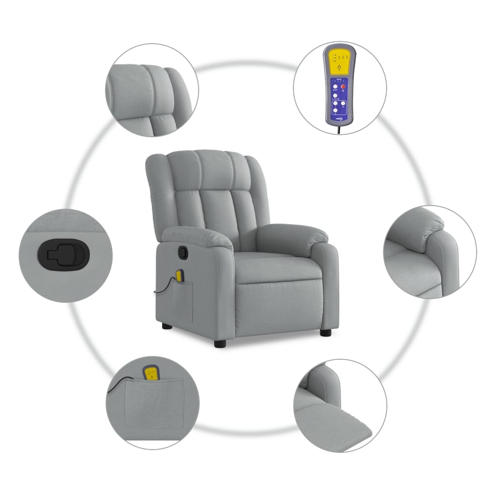Massagestoel verstelbaar stof lichtgrijs is nu te koop bij PeponiXL, paradijselijk wonen!
