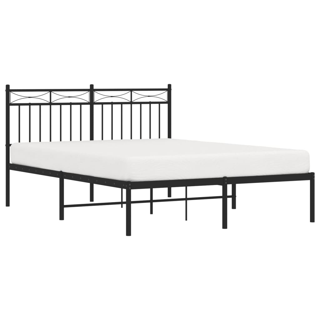 Bedframe met hoofdbord metaal zwart 140x190 cm is nu te koop bij PeponiXL, paradijselijk wonen!