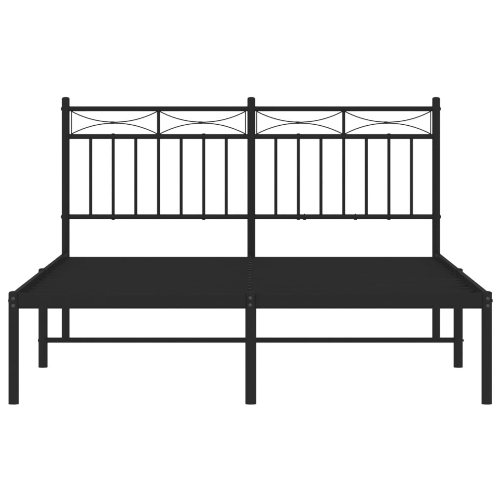Bedframe met hoofdbord metaal zwart 140x190 cm is nu te koop bij PeponiXL, paradijselijk wonen!