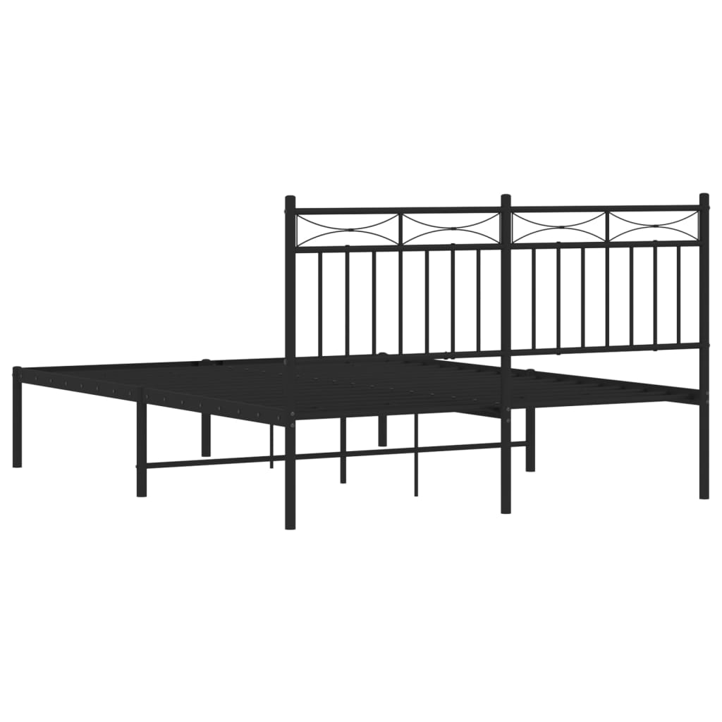 Bedframe met hoofdbord metaal zwart 140x190 cm is nu te koop bij PeponiXL, paradijselijk wonen!