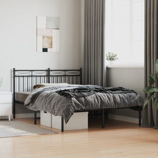 Bedframe met hoofdbord metaal zwart 140x190 cm is nu te koop bij PeponiXL, paradijselijk wonen!