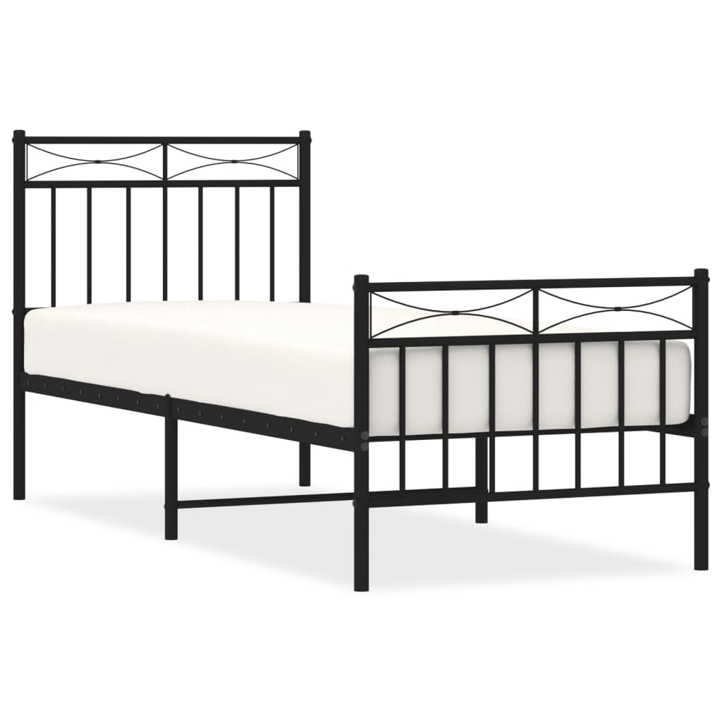 Bedframe met hoofd- en voeteneinde metaal zwart 80x200 cm is nu te koop bij PeponiXL, paradijselijk wonen!