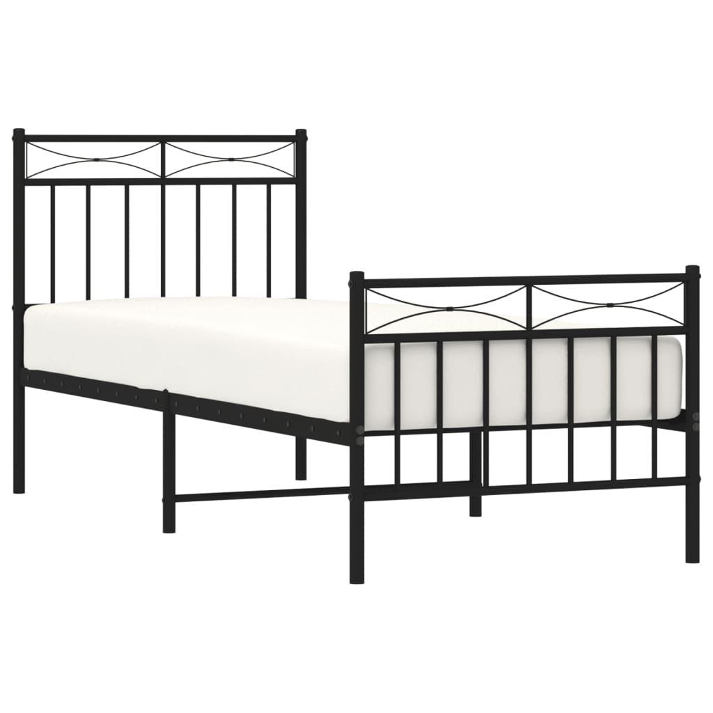 Bedframe met hoofd- en voeteneinde metaal zwart 80x200 cm is nu te koop bij PeponiXL, paradijselijk wonen!