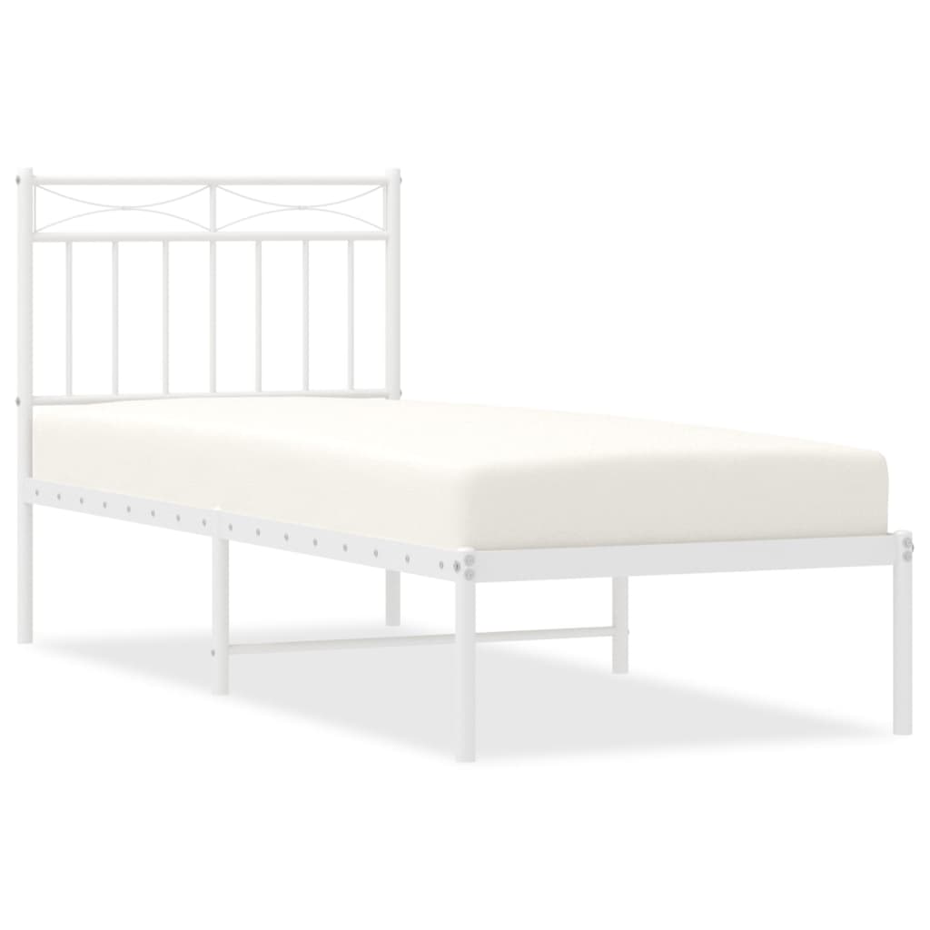 Bedframe met hoofdbord metaal wit 80x200 cm is nu te koop bij PeponiXL, paradijselijk wonen!