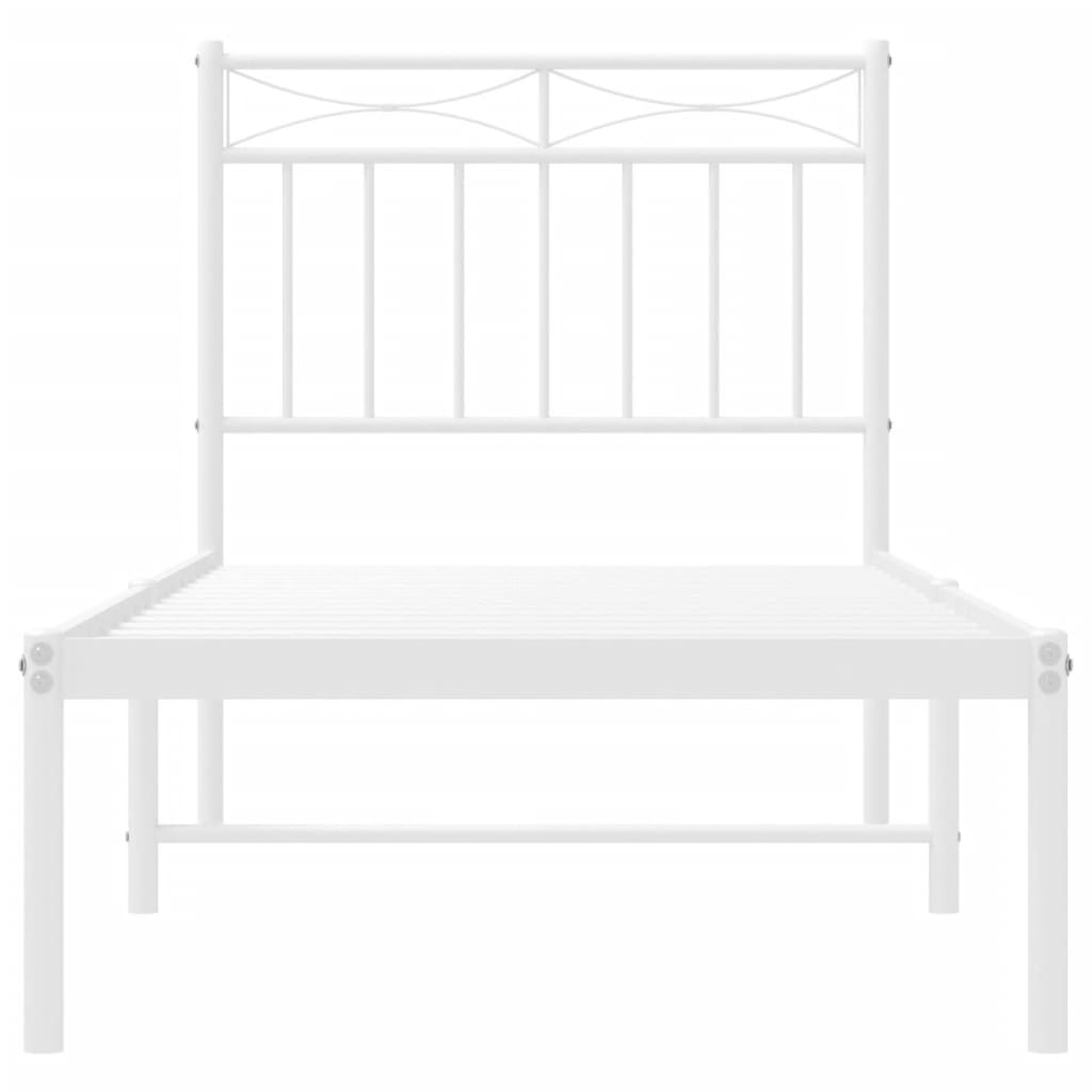 Bedframe met hoofdbord metaal wit 80x200 cm is nu te koop bij PeponiXL, paradijselijk wonen!