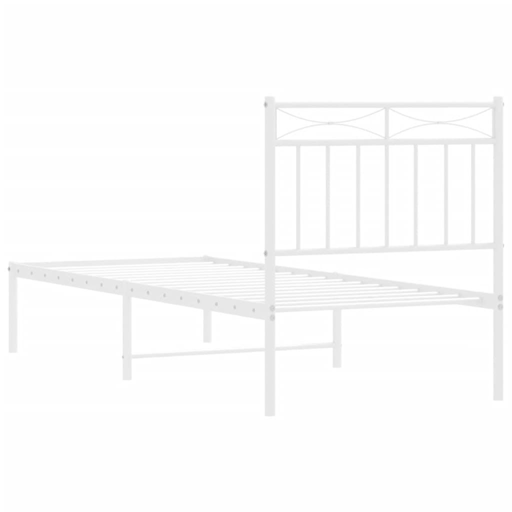 Bedframe met hoofdbord metaal wit 80x200 cm is nu te koop bij PeponiXL, paradijselijk wonen!