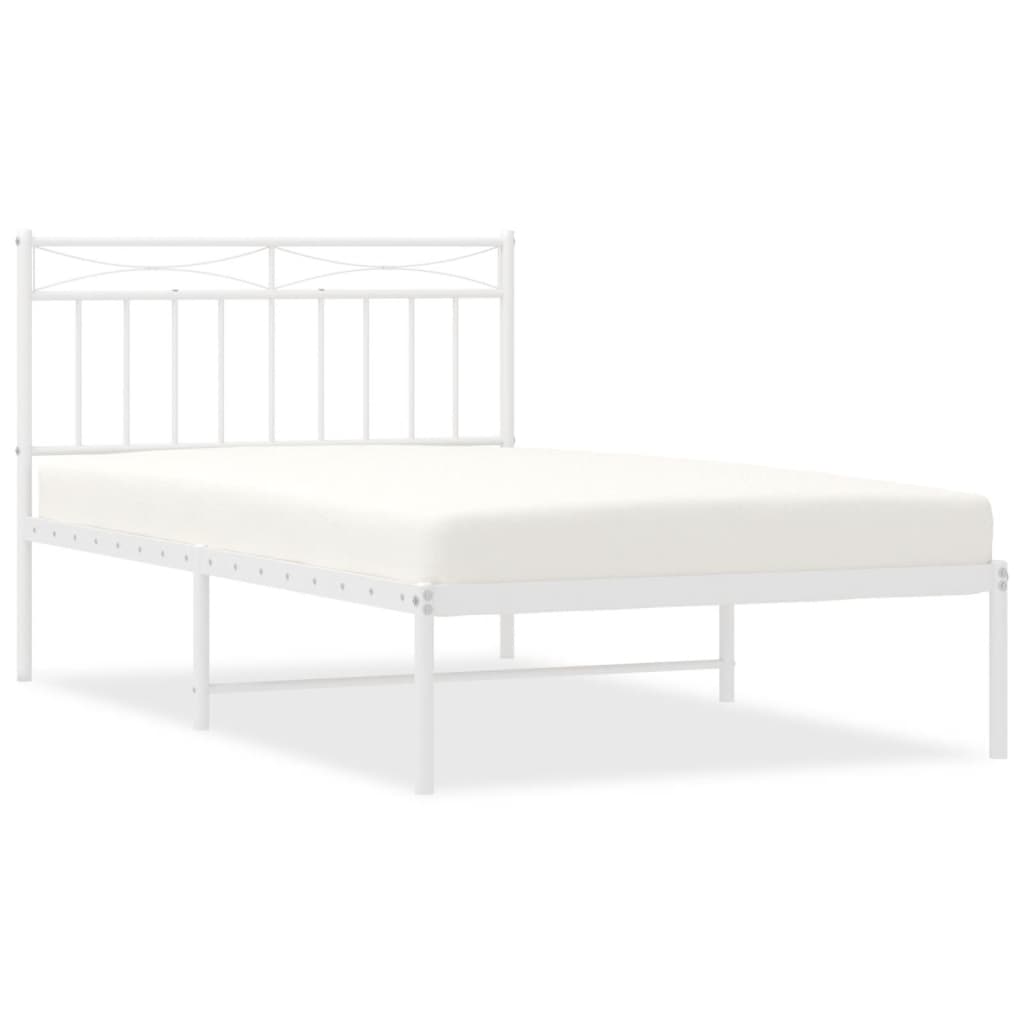 Bedframe met hoofdbord metaal wit 107x203 cm is nu te koop bij PeponiXL, paradijselijk wonen!