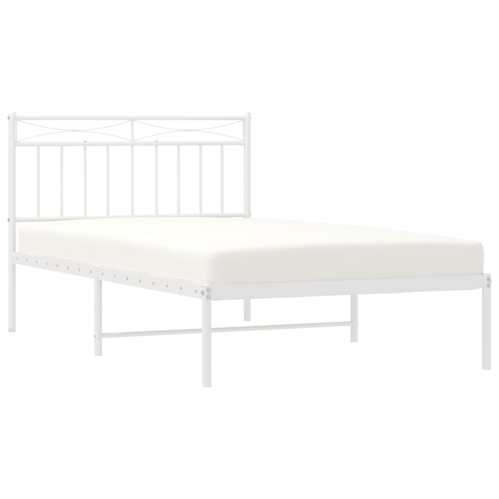 Bedframe met hoofdbord metaal wit 107x203 cm is nu te koop bij PeponiXL, paradijselijk wonen!
