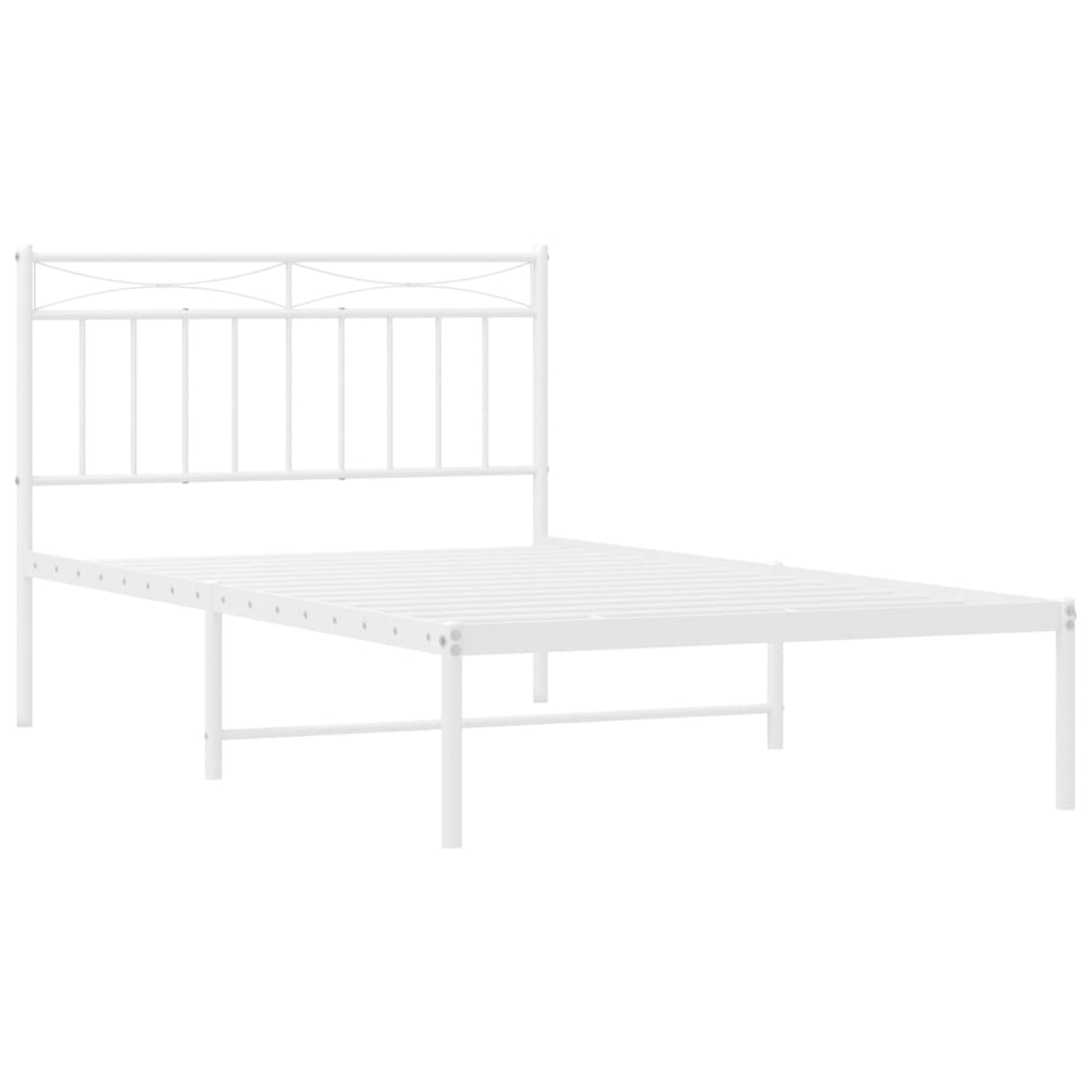 Bedframe met hoofdbord metaal wit 107x203 cm is nu te koop bij PeponiXL, paradijselijk wonen!