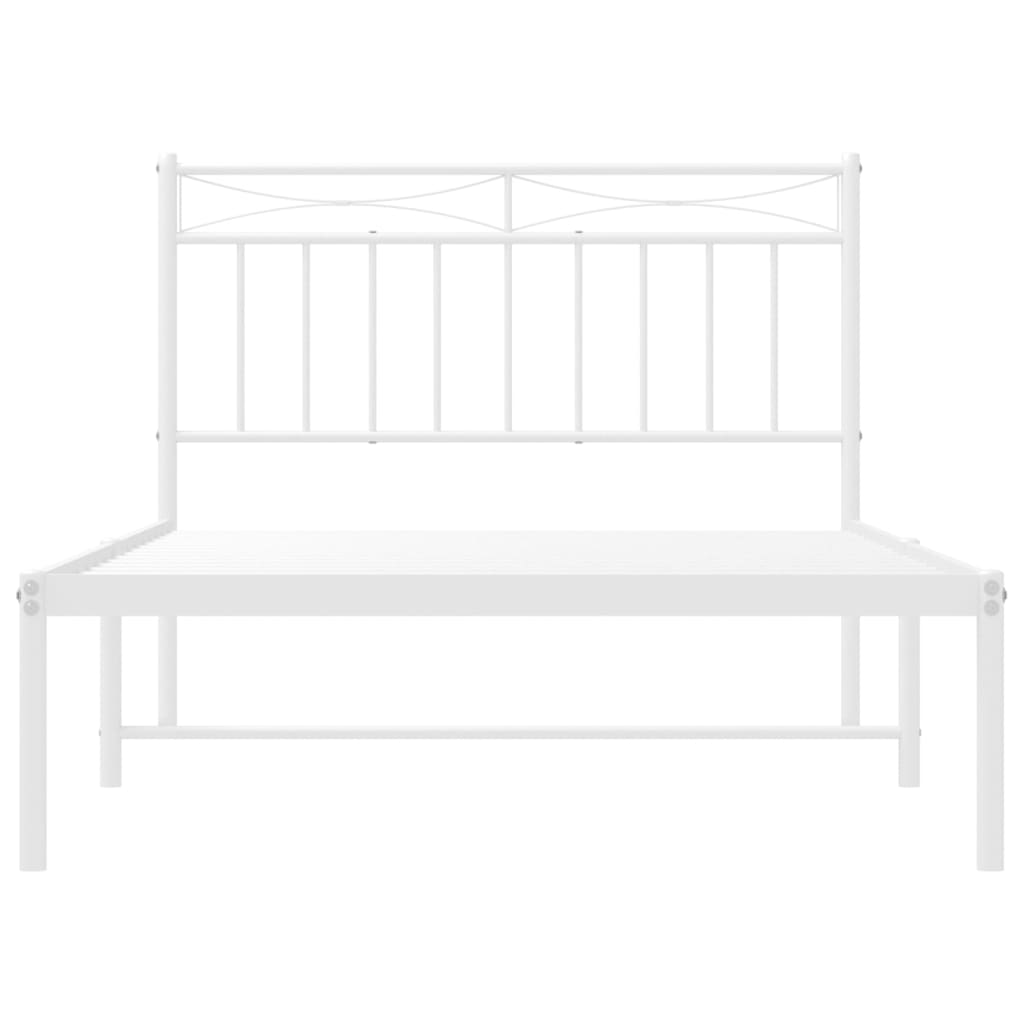 Bedframe met hoofdbord metaal wit 107x203 cm is nu te koop bij PeponiXL, paradijselijk wonen!