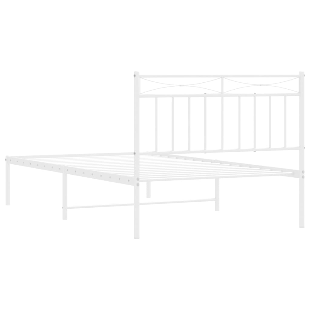 Bedframe met hoofdbord metaal wit 107x203 cm is nu te koop bij PeponiXL, paradijselijk wonen!