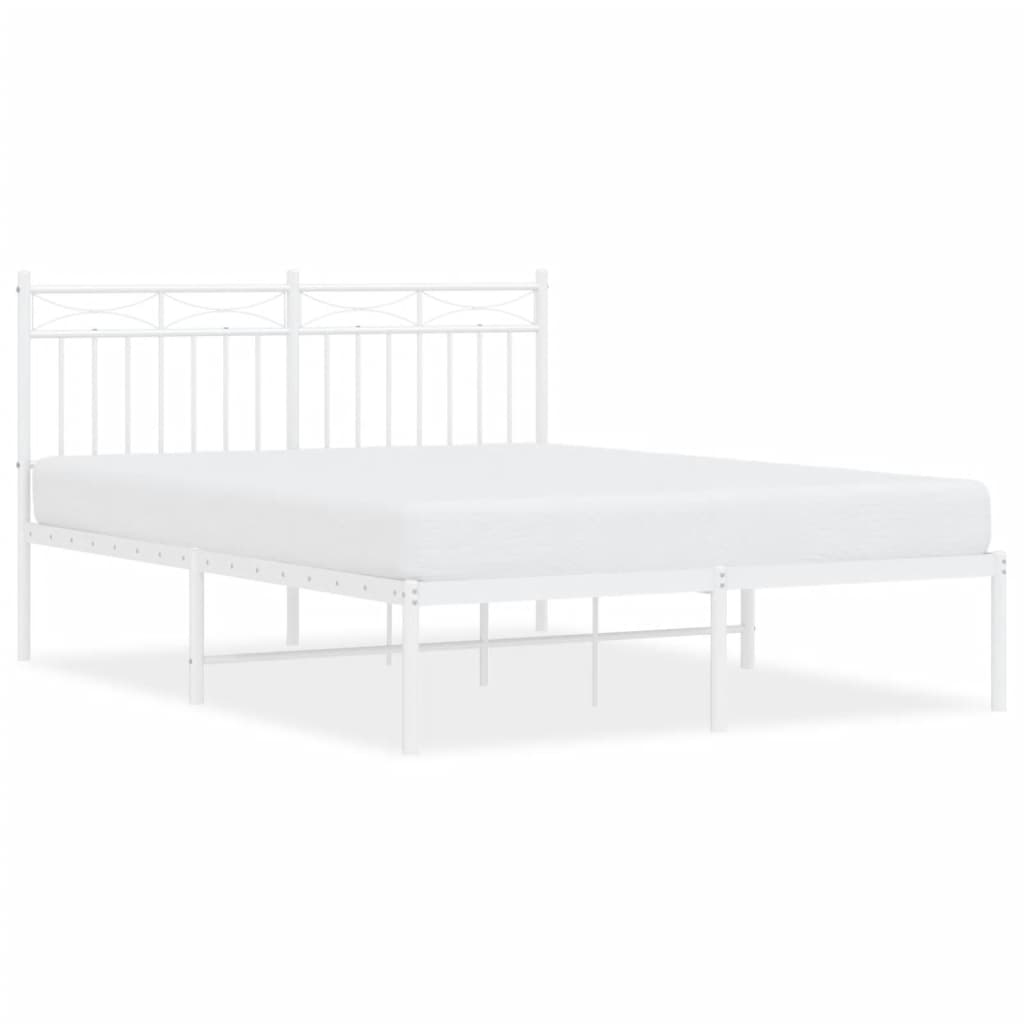 Bedframe met hoofdbord metaal wit 140x200 cm is nu te koop bij PeponiXL, paradijselijk wonen!