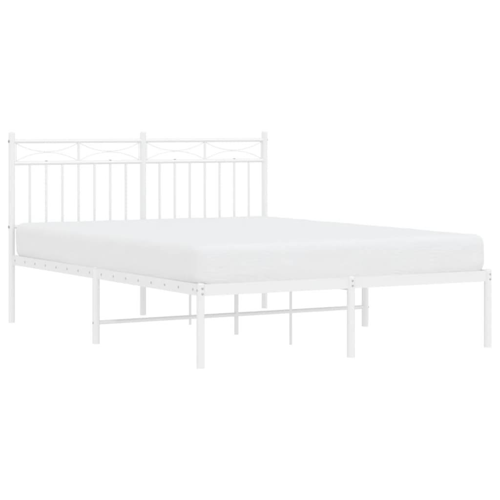 Bedframe met hoofdbord metaal wit 140x200 cm is nu te koop bij PeponiXL, paradijselijk wonen!