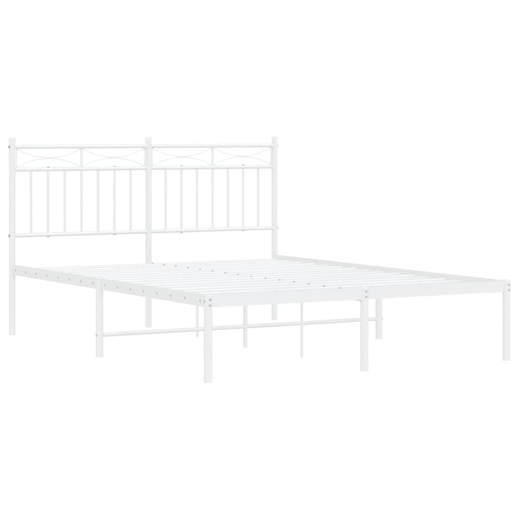 Bedframe met hoofdbord metaal wit 140x200 cm is nu te koop bij PeponiXL, paradijselijk wonen!