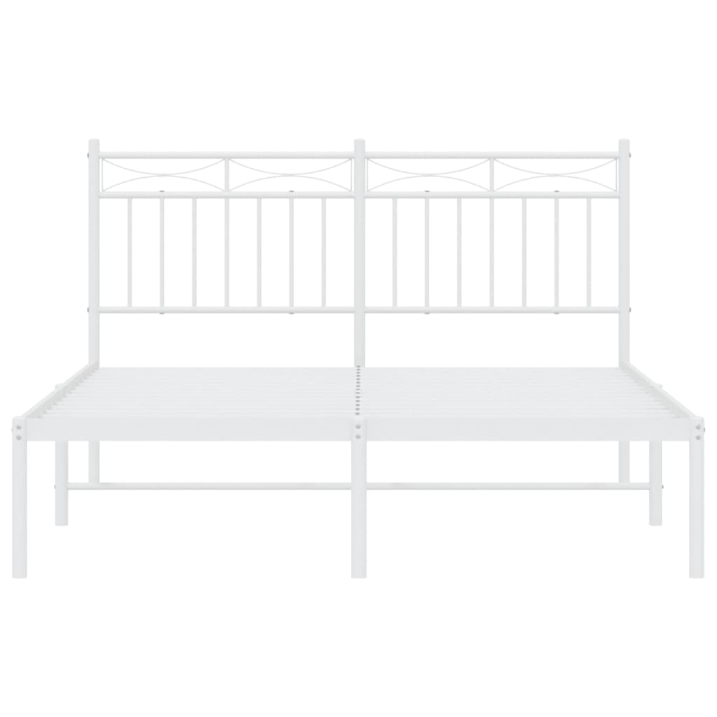 Bedframe met hoofdbord metaal wit 140x200 cm is nu te koop bij PeponiXL, paradijselijk wonen!