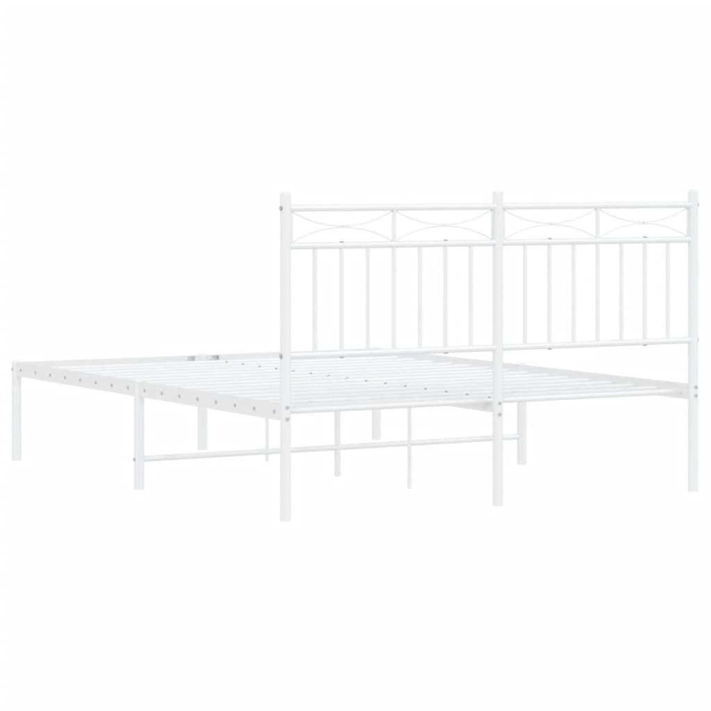Bedframe met hoofdbord metaal wit 140x200 cm is nu te koop bij PeponiXL, paradijselijk wonen!