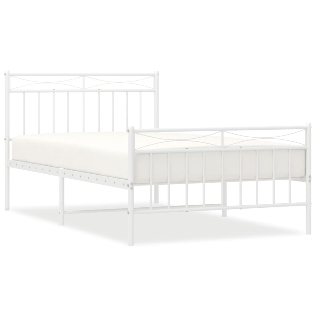 Bedframe met hoofd- en voeteneinde metaal wit 107x203 cm is nu te koop bij PeponiXL, paradijselijk wonen!