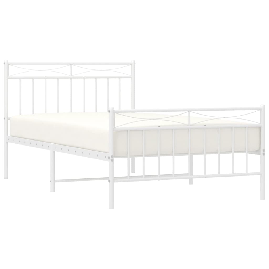 Bedframe met hoofd- en voeteneinde metaal wit 107x203 cm is nu te koop bij PeponiXL, paradijselijk wonen!