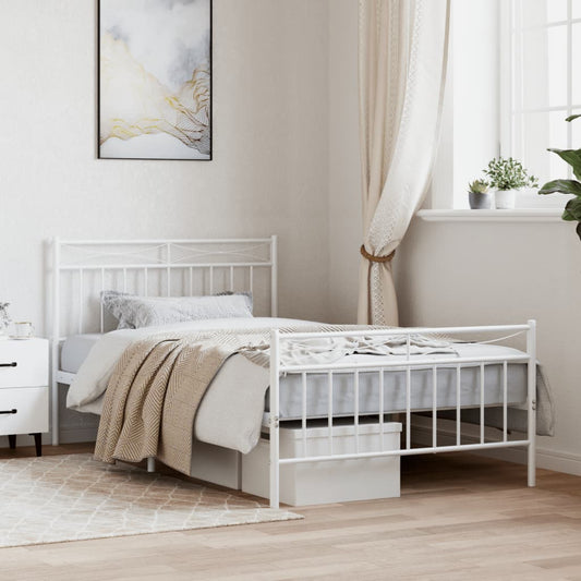 Bedframe met hoofd- en voeteneinde metaal wit 107x203 cm is nu te koop bij PeponiXL, paradijselijk wonen!