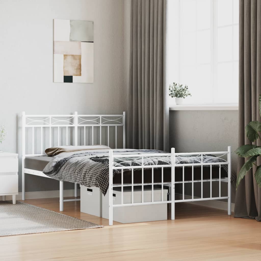 Bedframe met hoofd- en voeteneinde metaal wit 120 x 190 cm is nu te koop bij PeponiXL, paradijselijk wonen!