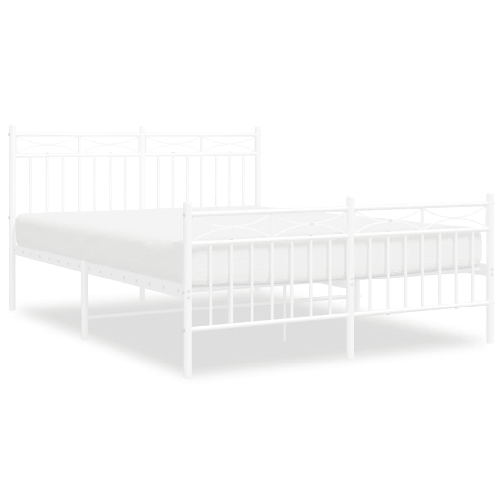 Bedframe met hoofd- en voeteneinde metaal wit 140x190 cm is nu te koop bij PeponiXL, paradijselijk wonen!