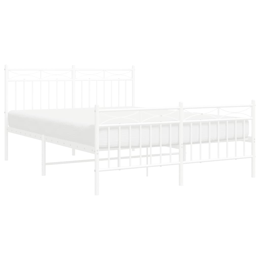 Bedframe met hoofd- en voeteneinde metaal wit 140x190 cm is nu te koop bij PeponiXL, paradijselijk wonen!