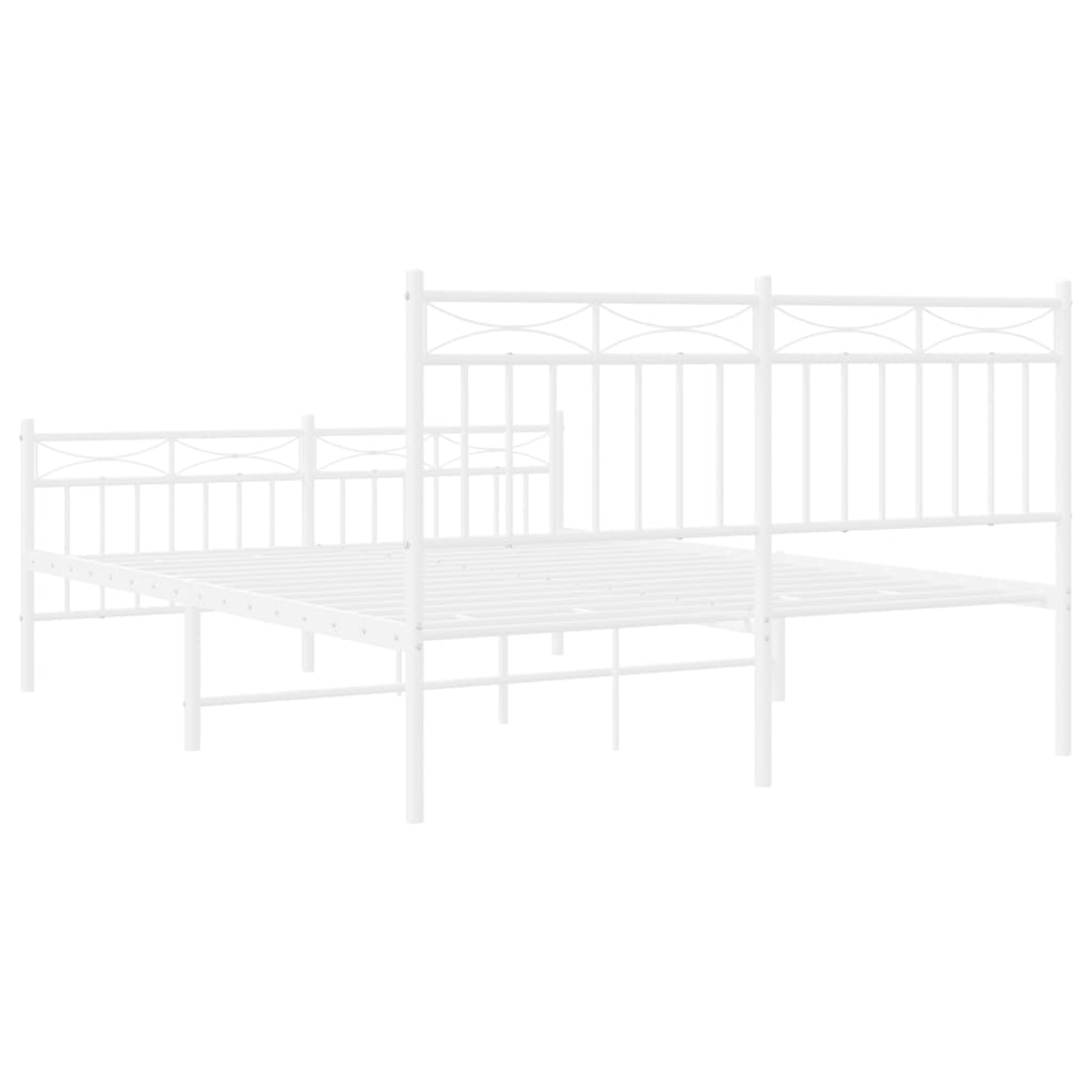 Bedframe met hoofd- en voeteneinde metaal wit 140x190 cm is nu te koop bij PeponiXL, paradijselijk wonen!
