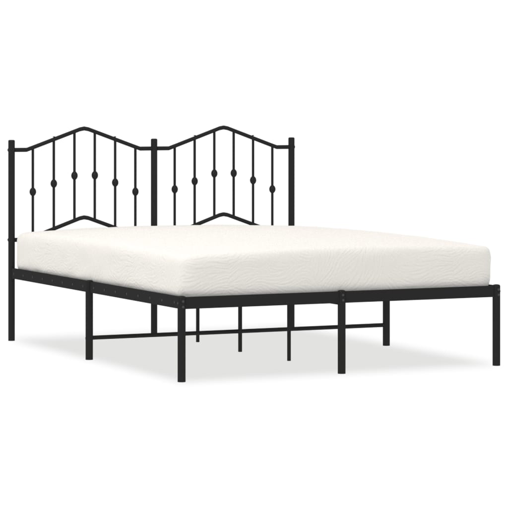 Bedframe met hoofdbord metaal zwart 140x200 cm is nu te koop bij PeponiXL, paradijselijk wonen!
