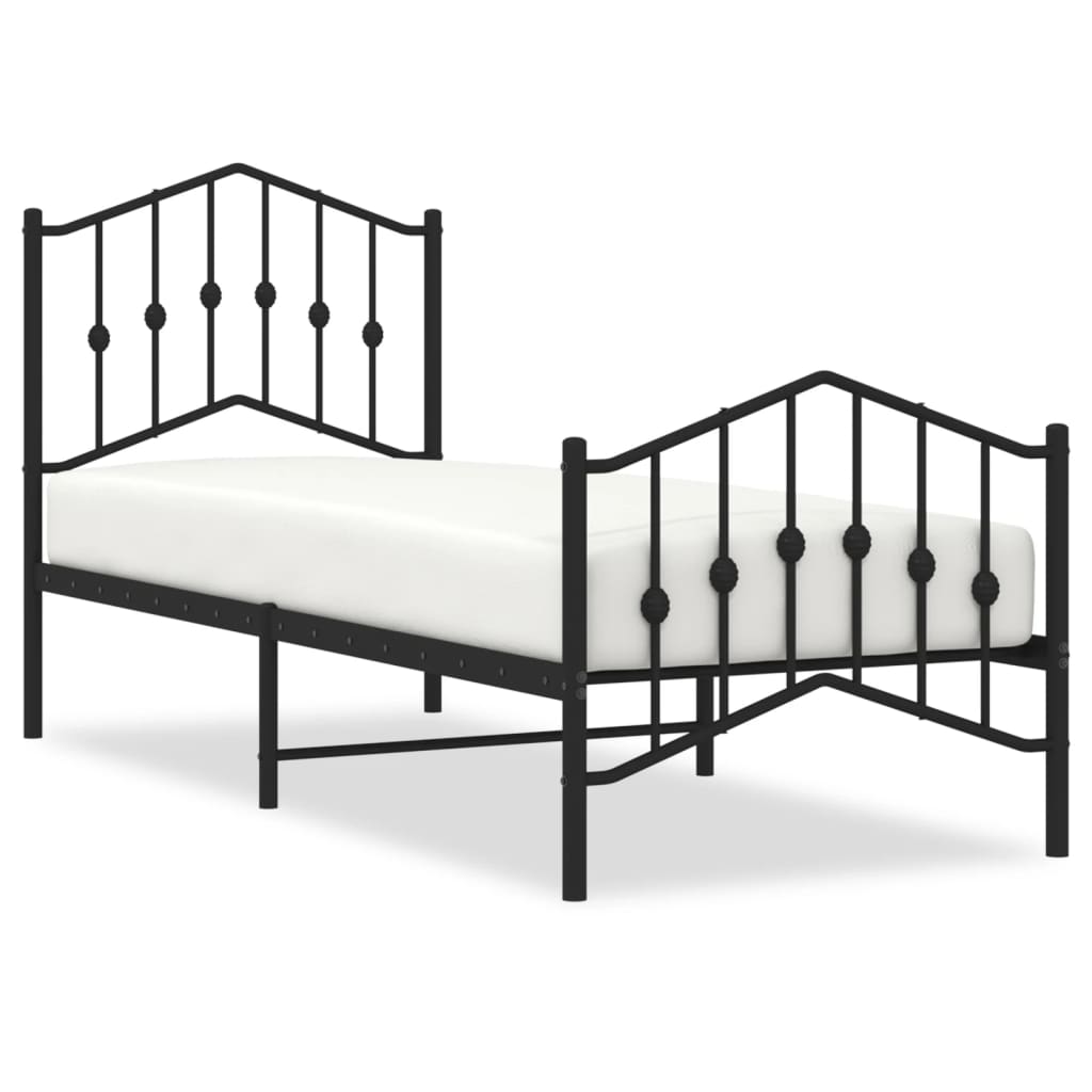 Bedframe met hoofd- en voeteneinde metaal zwart 75x190 cm is nu te koop bij PeponiXL, paradijselijk wonen!