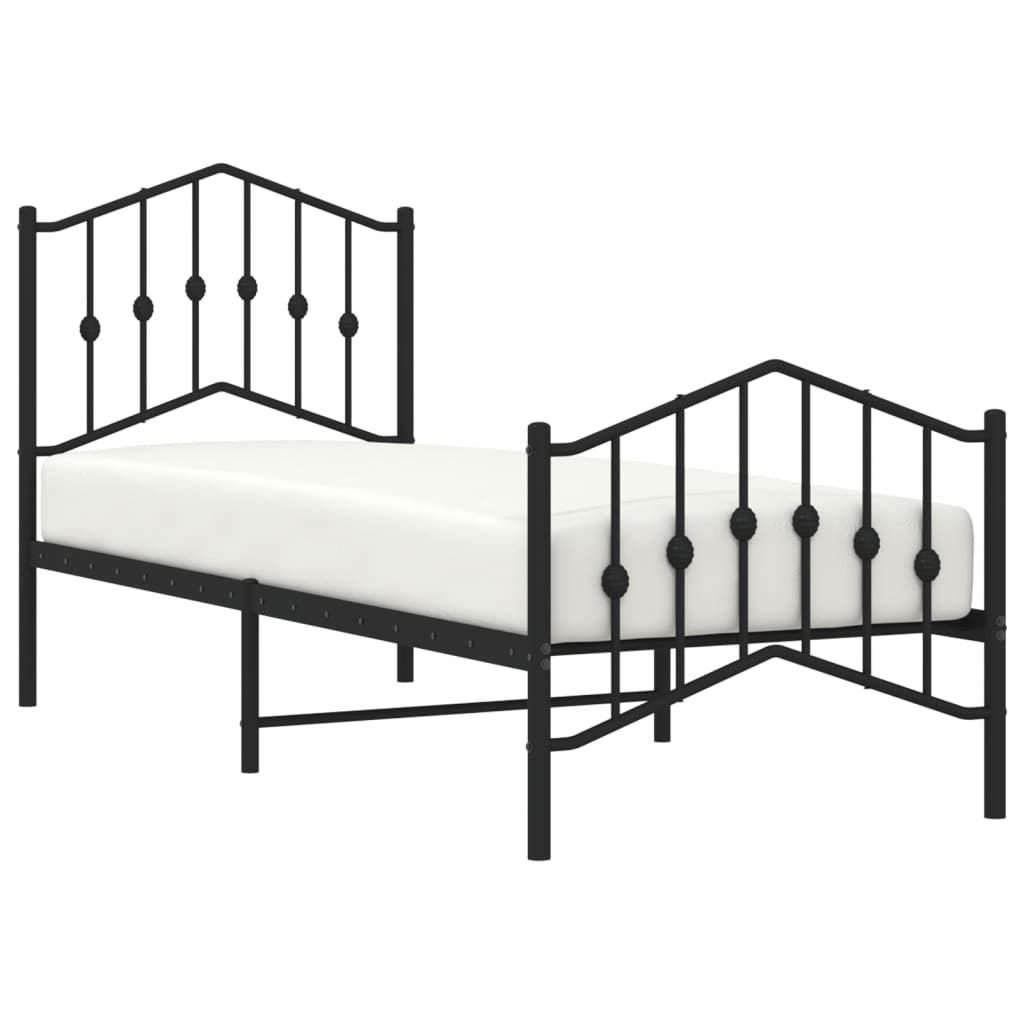 Bedframe met hoofd- en voeteneinde metaal zwart 75x190 cm is nu te koop bij PeponiXL, paradijselijk wonen!