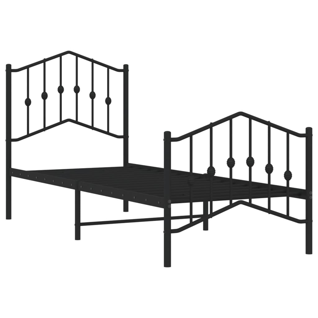 Bedframe met hoofd- en voeteneinde metaal zwart 75x190 cm is nu te koop bij PeponiXL, paradijselijk wonen!
