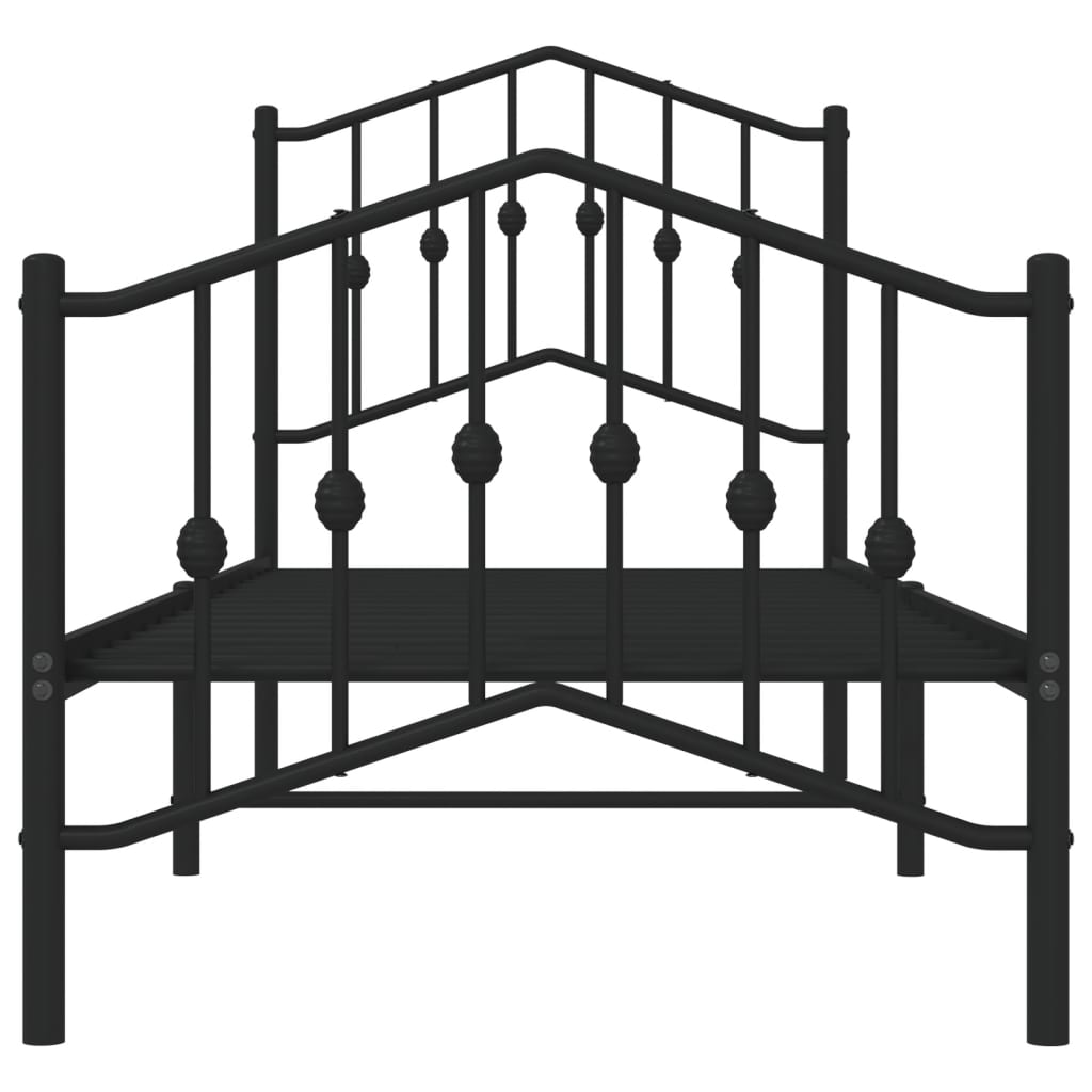 Bedframe met hoofd- en voeteneinde metaal zwart 75x190 cm is nu te koop bij PeponiXL, paradijselijk wonen!