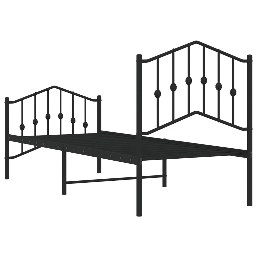 Bedframe met hoofd- en voeteneinde metaal zwart 75x190 cm is nu te koop bij PeponiXL, paradijselijk wonen!
