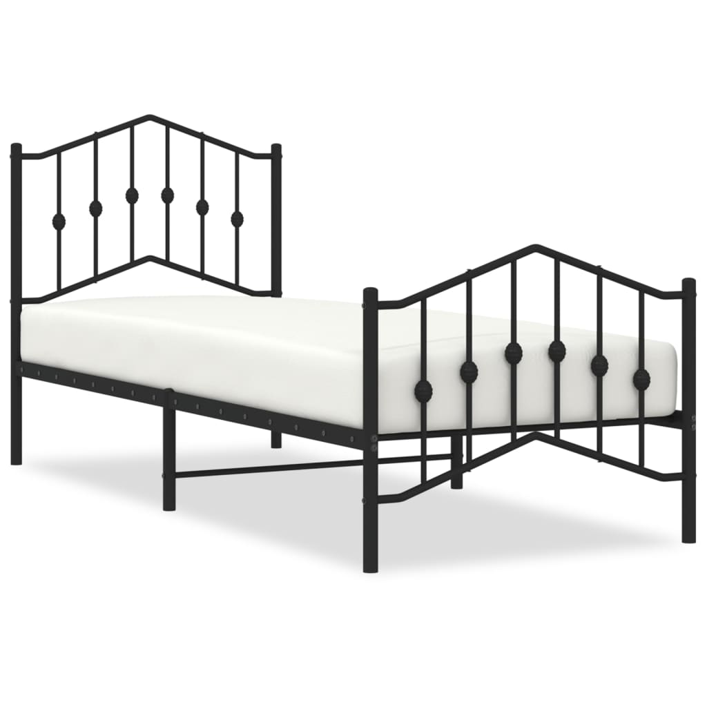 Bedframe met hoofd- en voeteneinde metaal zwart 80x200 cm is nu te koop bij PeponiXL, paradijselijk wonen!