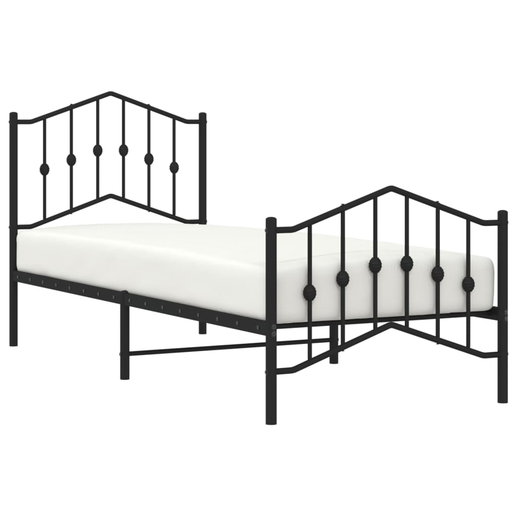 Bedframe met hoofd- en voeteneinde metaal zwart 80x200 cm is nu te koop bij PeponiXL, paradijselijk wonen!