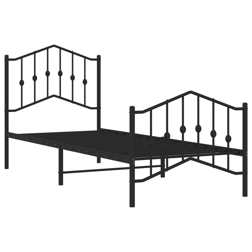Bedframe met hoofd- en voeteneinde metaal zwart 80x200 cm is nu te koop bij PeponiXL, paradijselijk wonen!