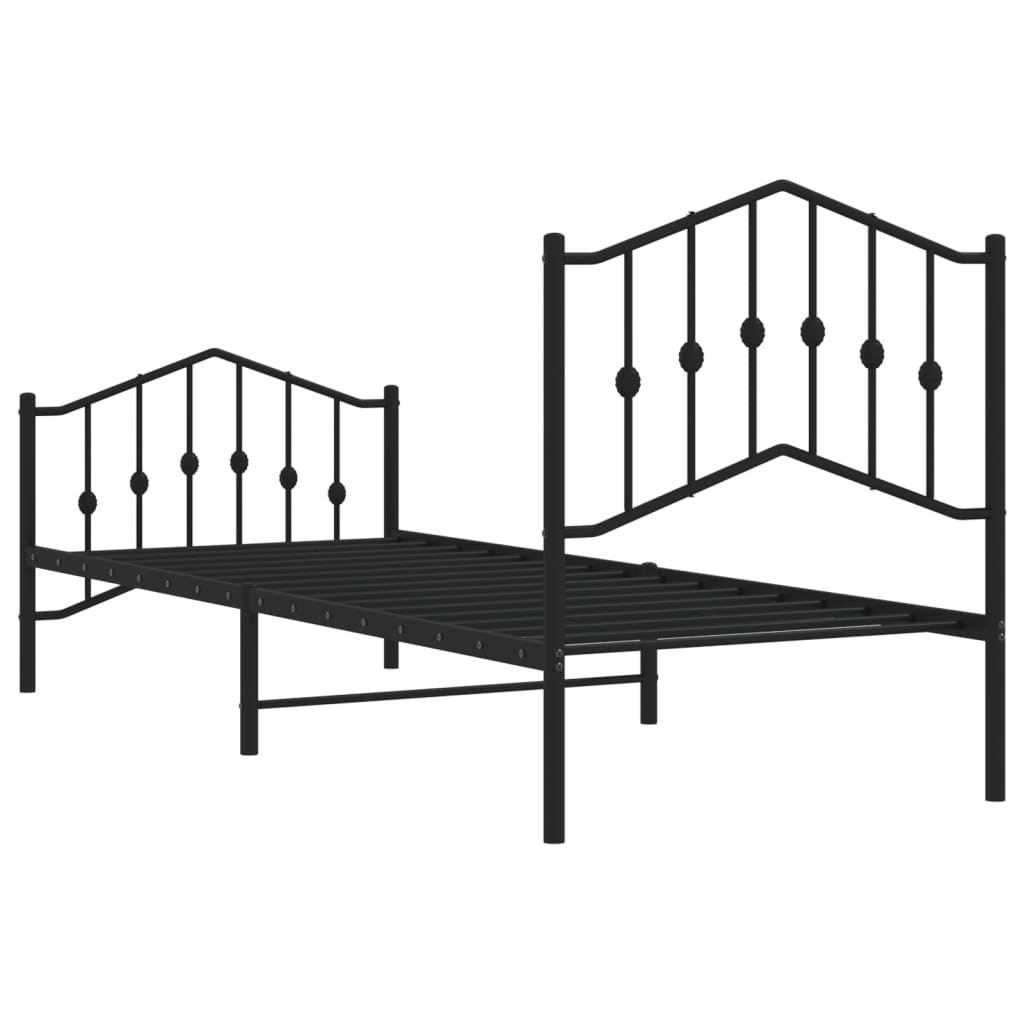 Bedframe met hoofd- en voeteneinde metaal zwart 80x200 cm is nu te koop bij PeponiXL, paradijselijk wonen!
